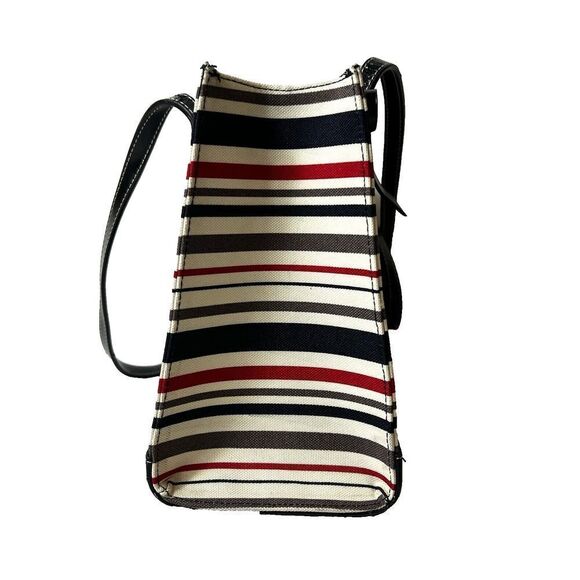 kate spade new york Womens Mini Small Purse Handbag Stripe Bow Multicolor Canvas - Picture 4 of 11
